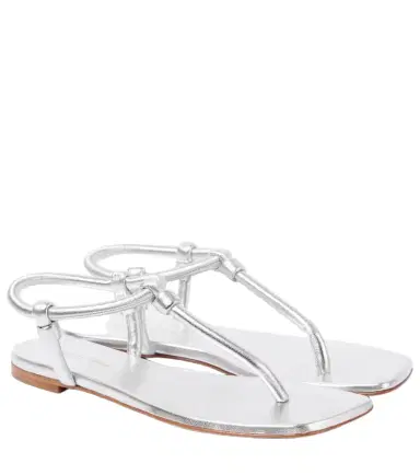 Gianvito Rossi Juno metallic leather thong sandals | Thumbnail 1