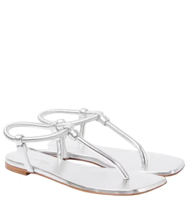 Gianvito Rossi Juno metallic leather thong sandals