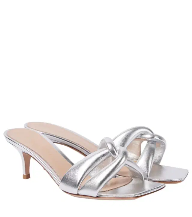 Gianvito Rossi Amour metallic leather mules