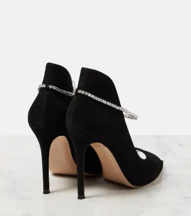 Gianvito Rossi Crystal-embellished suede peep-toe pumps | Thumbnail 5