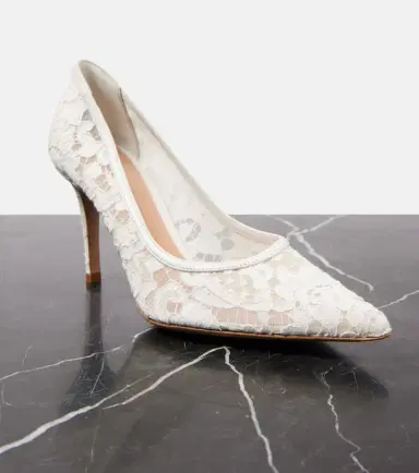 Gianvito Rossi Lyon 85 leather-trimmed lace pumps | Thumbnail 4