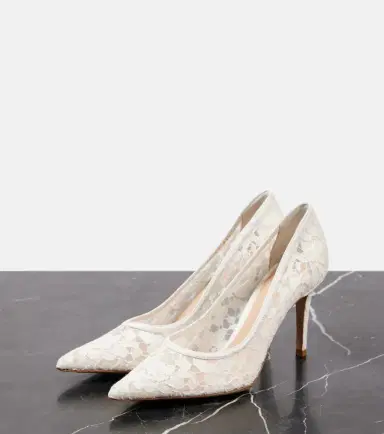 Gianvito Rossi Lyon 85 leather-trimmed lace pumps | Thumbnail 5