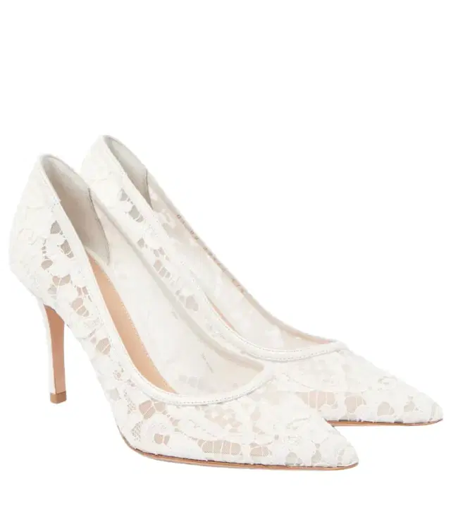 Gianvito Rossi Lyon 85 leather-trimmed lace pumps