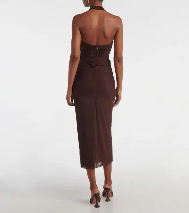 SIR Jacques Knot gathered semi-sheer midi dress | Thumbnail 5