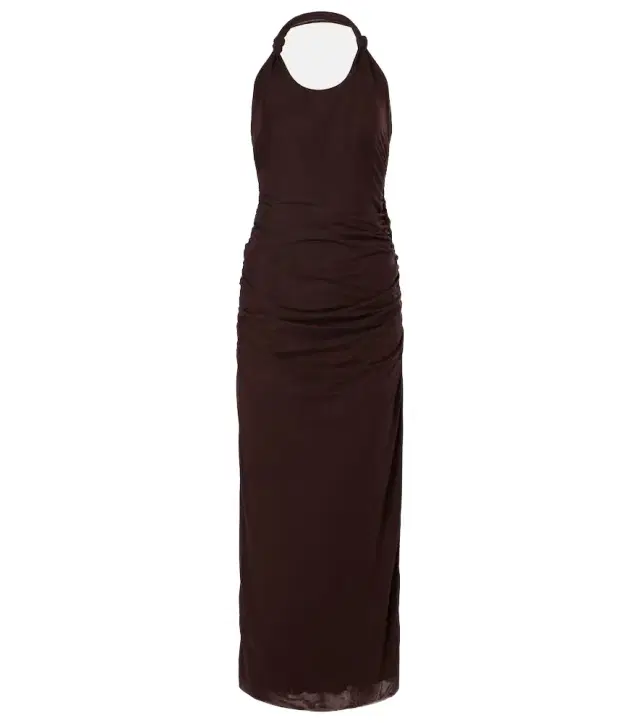 SIR Jacques Knot gathered semi-sheer midi dress