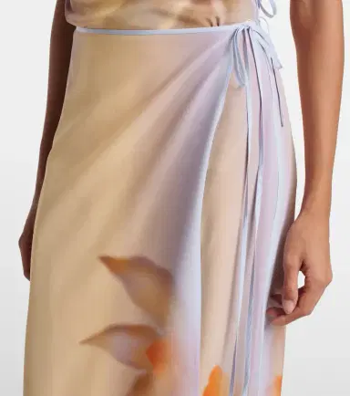 SIR Floral silk crêpe wrap skirt | Thumbnail 4
