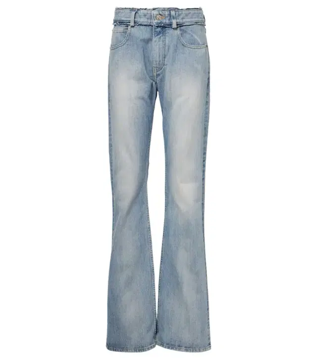 Low-rise faded straight jeans