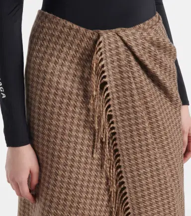 Balenciaga Houndstooth wool-blend wrap skirt | Thumbnail 3