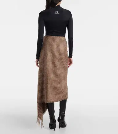 Balenciaga Houndstooth wool-blend wrap skirt | Thumbnail 4