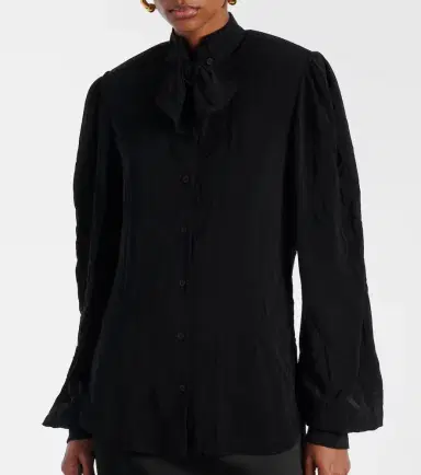 Balenciaga Tie-neck crêpe blouse | Thumbnail 3 Balenciaga Tie-neck crêpe blouse | Thumbnail 3