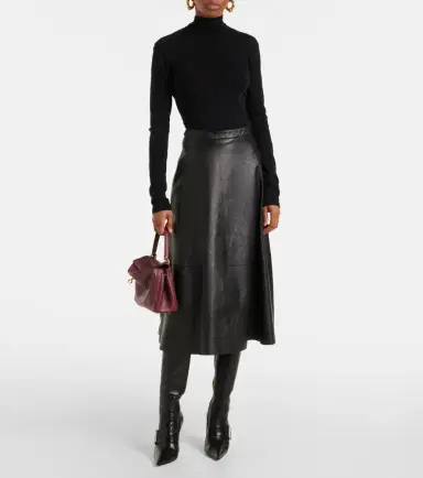 Balenciaga Leather midi skirt | Thumbnail 2