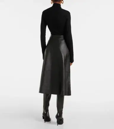 Balenciaga Leather midi skirt | Thumbnail 3