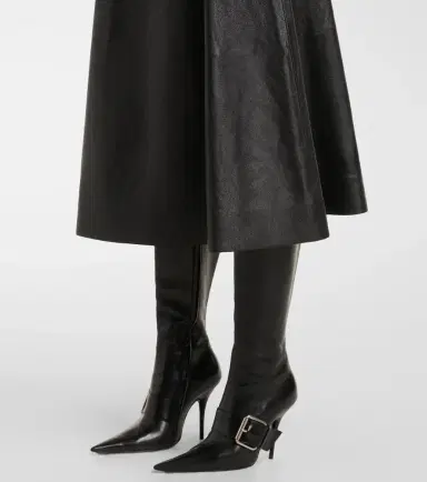 Balenciaga Leather midi skirt | Thumbnail 4
