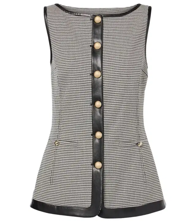 Simkhai Cressida checked faux leather-trimmed vest