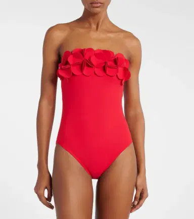 Karla Colletto Tess floral-appliqué bandeau swimsuit | Thumbnail 2