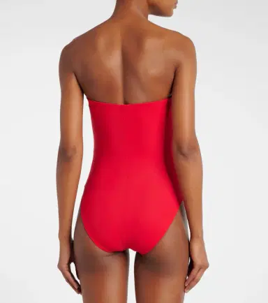 Karla Colletto Tess floral-appliqué bandeau swimsuit | Thumbnail 5