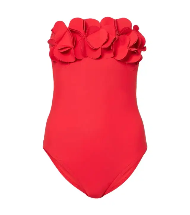 Karla Colletto Tess floral-appliqué bandeau swimsuit