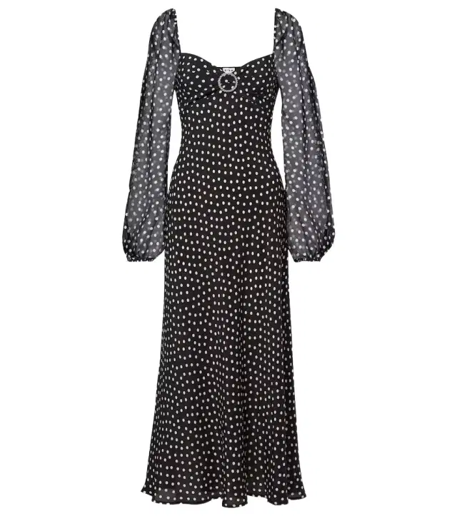 Rixo Ivy polka-dot silk maxi dress
