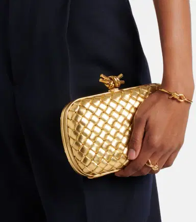 Bottega Veneta Knot Intreccio metallic leather clutch | Thumbnail 2