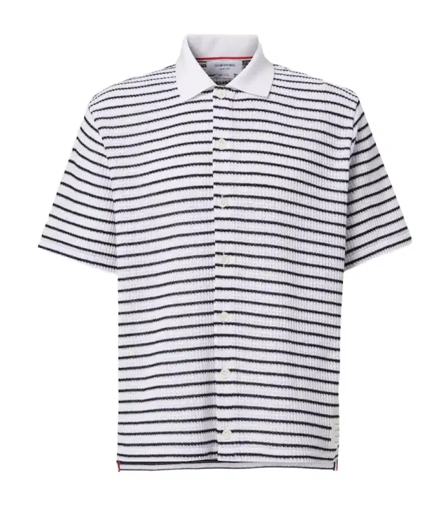 Striped waffle-knit cotton polo shirt