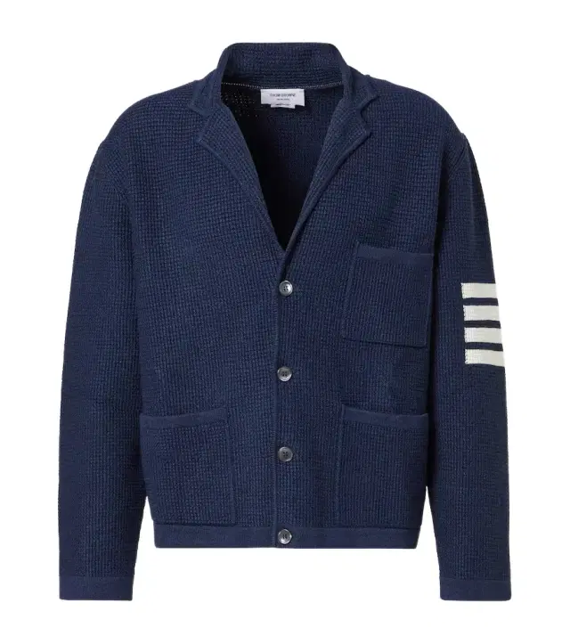 Thom Browne 4-Bar linen and cotton-blend cardigan