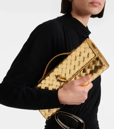 Bottega Veneta Andiamo Intrecciato metallic leather clutch | Thumbnail 2