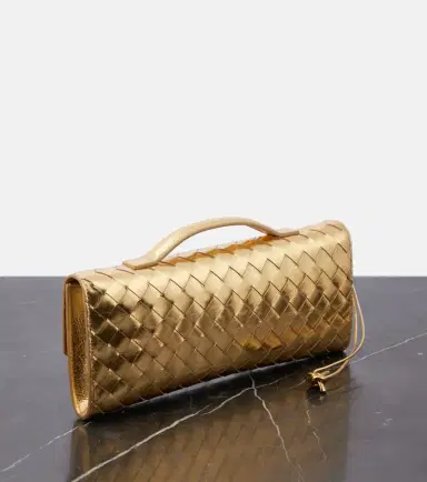 Bottega Veneta Andiamo Intrecciato metallic leather clutch | Thumbnail 4