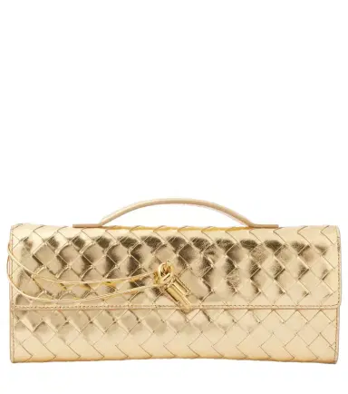 Bottega Veneta Andiamo Intrecciato metallic leather clutch | Thumbnail 1