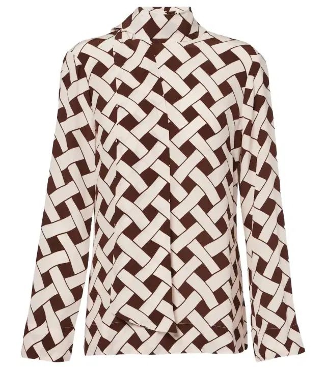 Rixo Libra printed tie-neck blouse