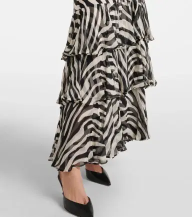 Rixo Amelle zebra-print ruffled silk maxi dress | Thumbnail 5