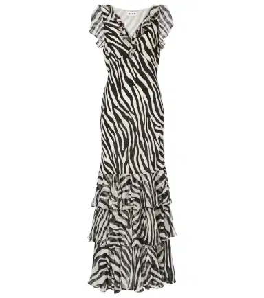 Rixo Amelle zebra-print ruffled silk maxi dress | Thumbnail 1