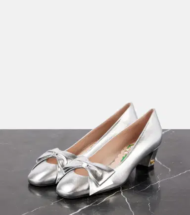 Valentino Garavani Bowow 45 metallic leather pumps | Thumbnail 2