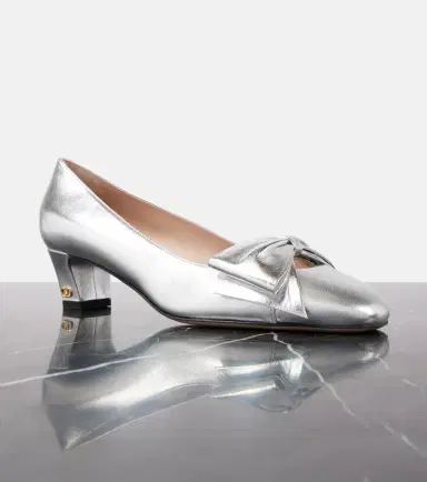Valentino Garavani Bowow 45 metallic leather pumps | Thumbnail 3