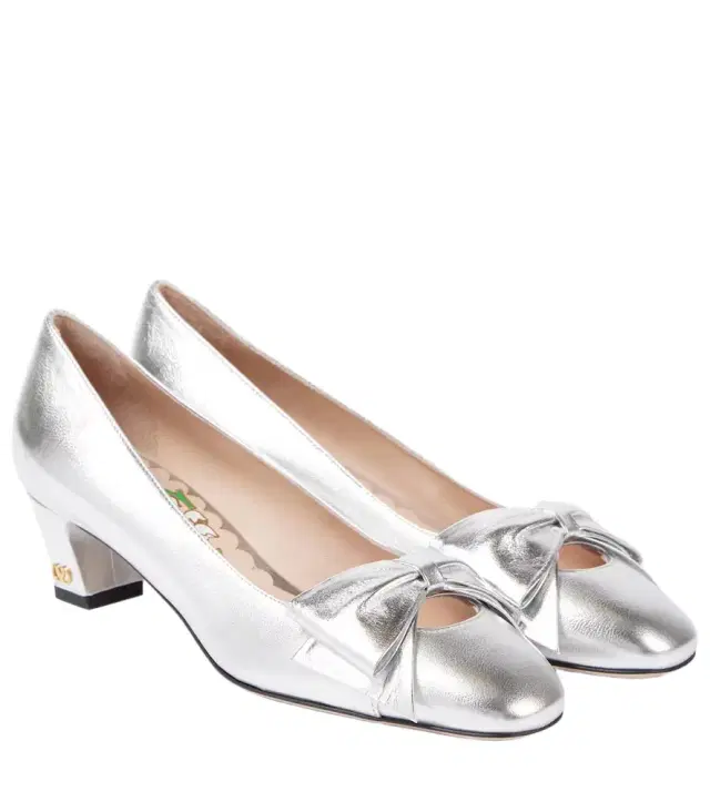 Valentino Garavani Bowow 45 metallic leather pumps