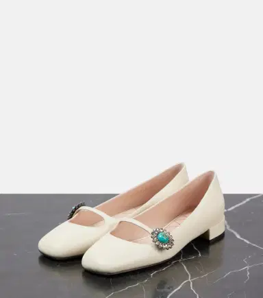 Valentino Garavani Daisy embellished leather Mary Jane pumps | Thumbnail 3