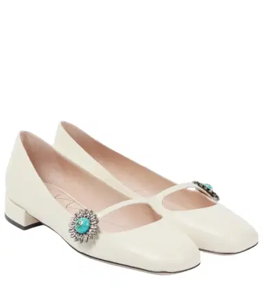 Valentino Garavani Daisy embellished leather Mary Jane pumps | Thumbnail 1