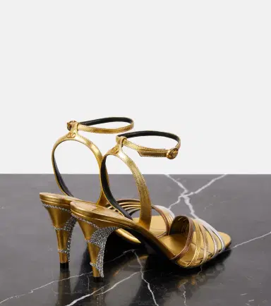Valentino Garavani Ladycrush embellished metallic leather sandals | Thumbnail 4