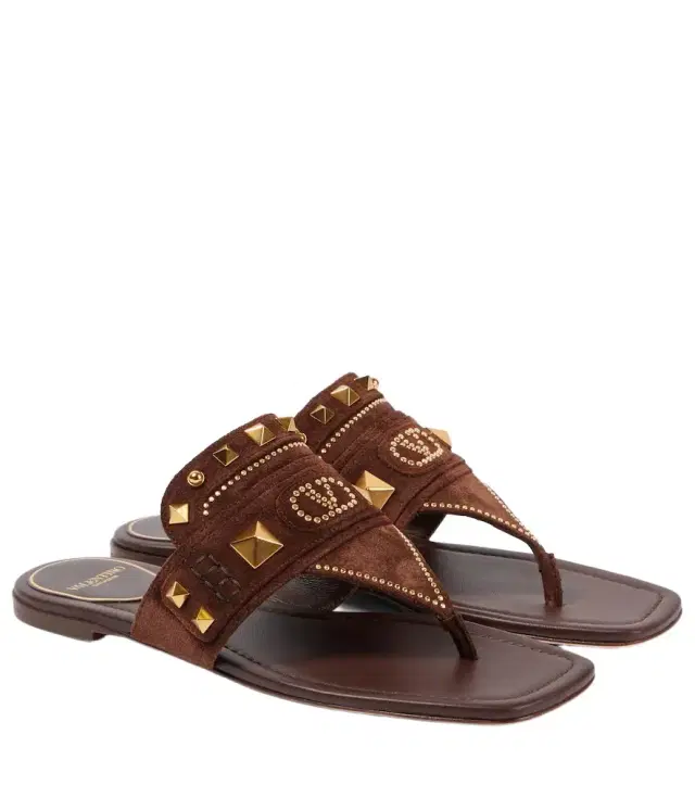 Valentino Garavani Plaster Caster studded suede thong sandals