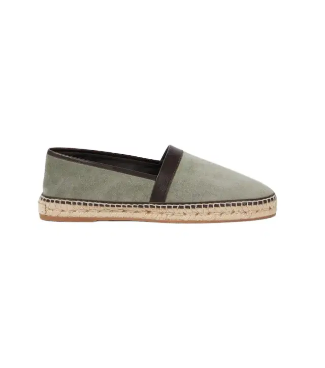 Manolo Blahnik Nerano leather-trimmed suede espadrilles