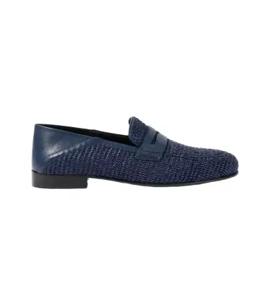 Manolo Blahnik Padstow raffia and leather penny loafers | Thumbnail 1 Manolo Blahnik Padstow raffia and leather penny loafers | Thumbnail 1