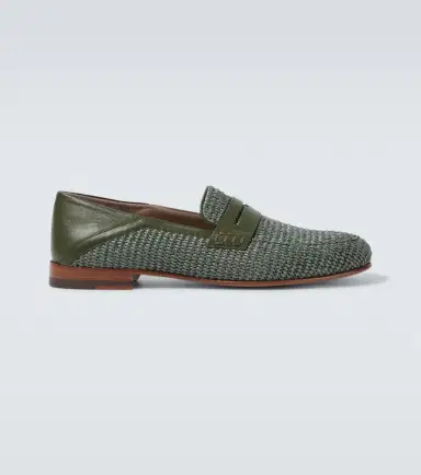 Manolo Blahnik Padstow leather-trimmed raffia loafers | Thumbnail 2