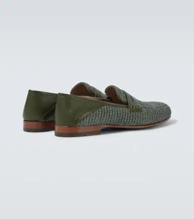 Manolo Blahnik Padstow leather-trimmed raffia loafers | Thumbnail 3