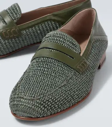 Manolo Blahnik Padstow leather-trimmed raffia loafers | Thumbnail 5