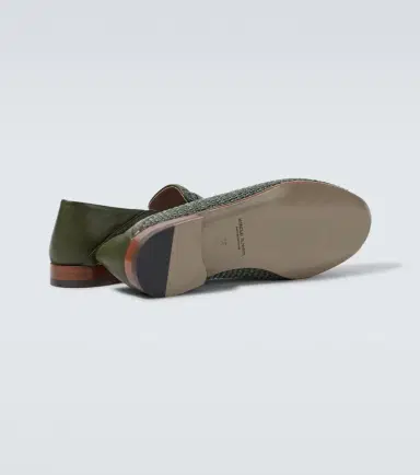 Manolo Blahnik Padstow leather-trimmed raffia loafers | Thumbnail 6