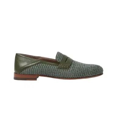 Manolo Blahnik Padstow leather-trimmed raffia loafers | Thumbnail 1