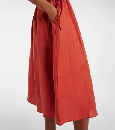 ASCENO Eze ruched linen midi dress | Thumbnail 4