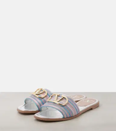 Valentino Garavani VLogo metallic leather slides | Thumbnail 4