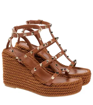 Valentino Garavani Rockstud Torchon 95 leather espadrille wedges | Thumbnail 1 Valentino Garavani Rockstud Torchon 95 leather espadrille wedges | Thumbnail 1