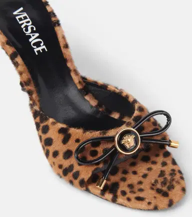 Versace Leopard Opera Bow 95 shearling mules | Thumbnail 3