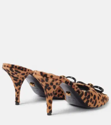 Versace Leopard Opera Bow 95 shearling mules | Thumbnail 4
